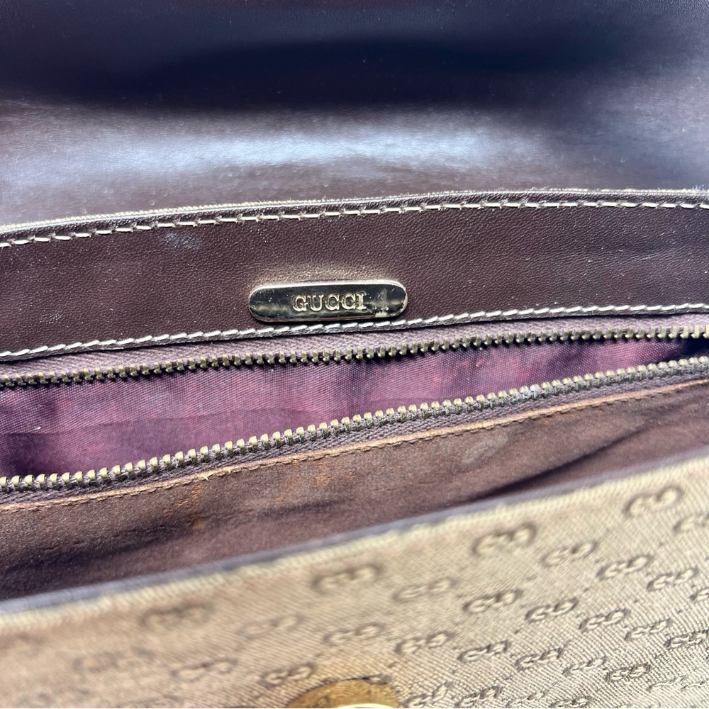 Vintage Gucci Tan and Brown Shoulder Bag GG Logo Canvas Signature Web Stripe - Picture 7 of 12